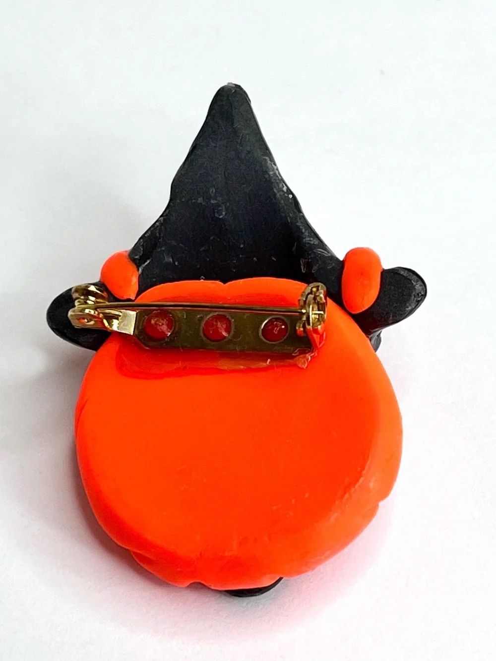 Halloween Pumpkin Witch Hat Brooch Orange Black Jack O Lantern Pin